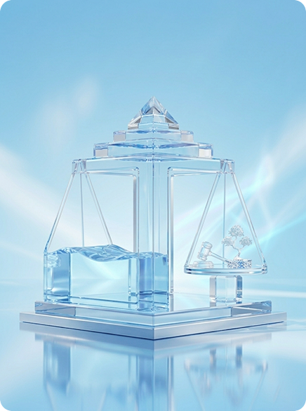 Scales of justice rendered in glass
