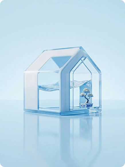 House rendered in glass